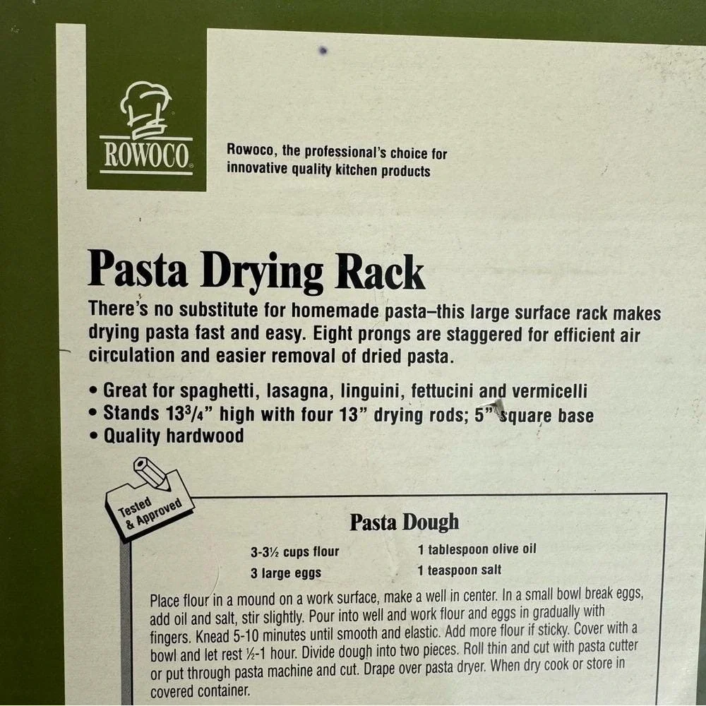 Rowoco Pasta Drying Rack NIB Natural Wood 1995 Vintage Kitchen Foodie Noodles
